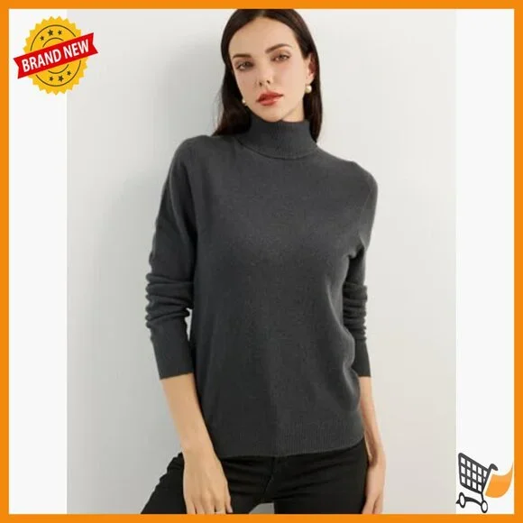 100% Cashmere Turtleneck Sweater Pullover Long Sleeve Warm Soft Knit
